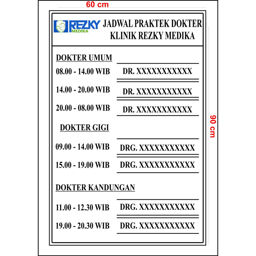 

Acrylic Papan Nama Dokter 60x90 custom SIgn Label/Sign Board