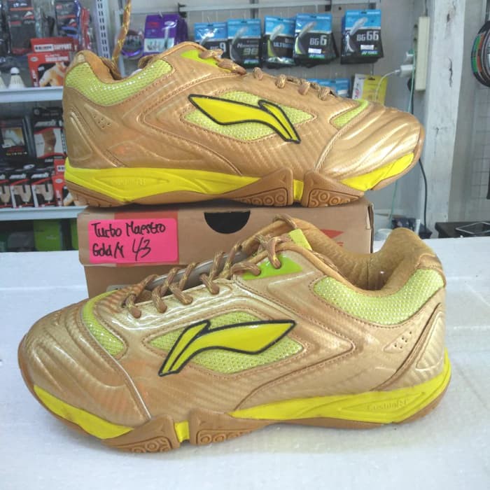 Sepatu Badminton Li Ning (original) Turbo Maestro Gold/Yellow size 43