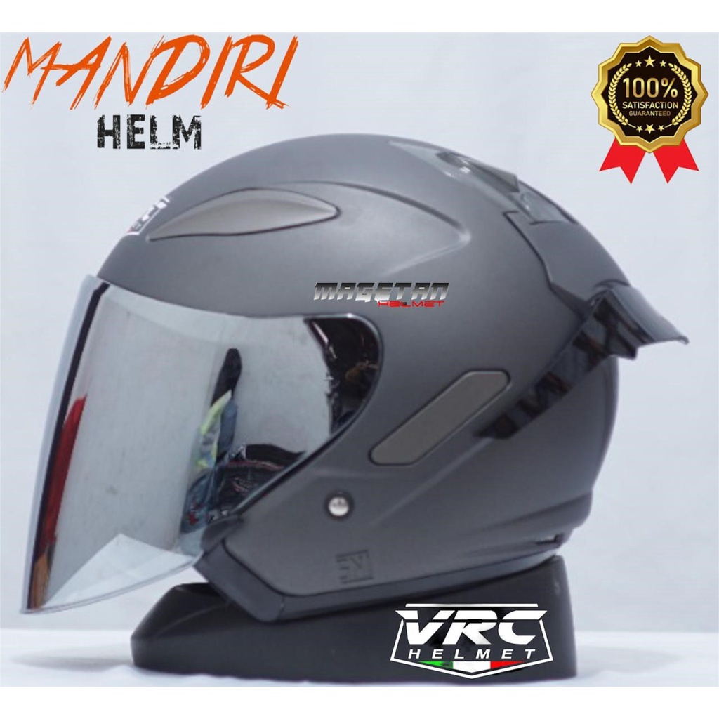 HELM CENTRO VRC SOLID/POLOS (paket ganteng spoiler kaca flat venom iridium)-gunmet doff spoiler