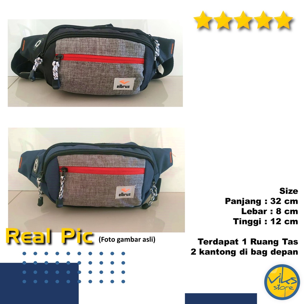 Tas Pinggang Pria / Cowok Selempang Waist Bag Bahu Casual Multifungsi Original Elbrus Premium Lokal