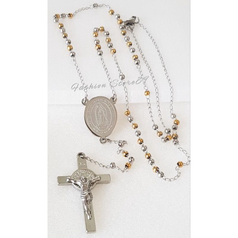 Kalung Rosario Kalung Doa Rosario Titanium Kombinasi Blackwhite kombinasi GoldWhite import Titanium Antikarat