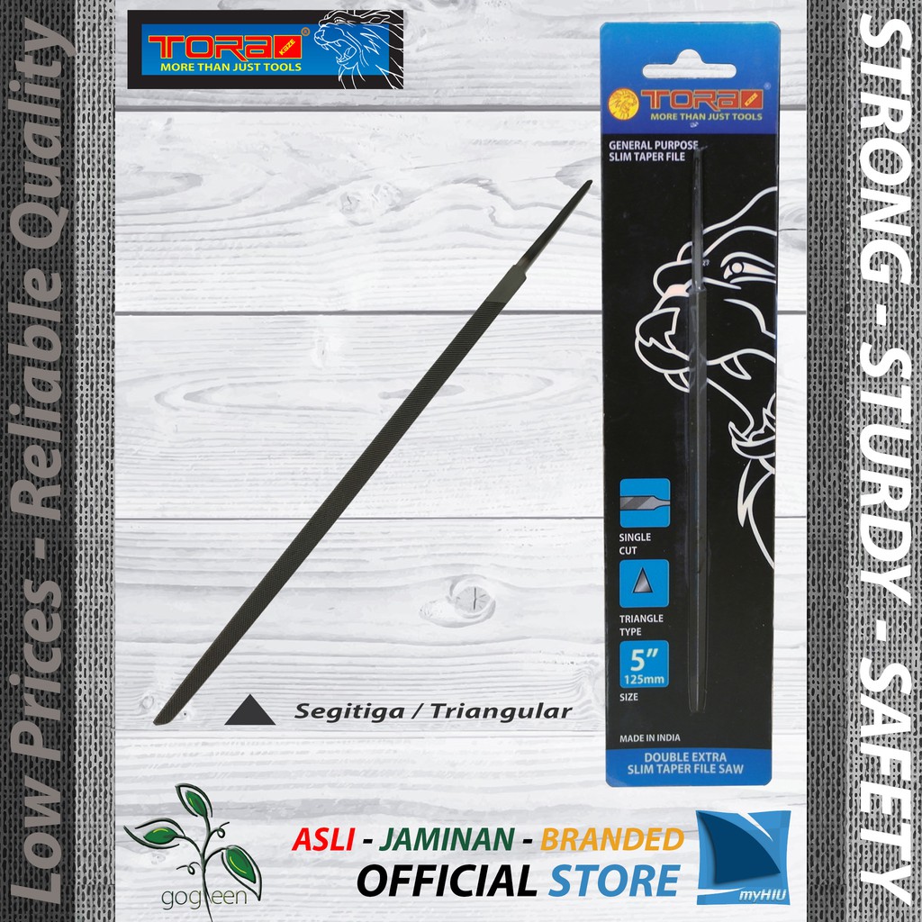 Kikir Segitiga 5&quot; inch Extra Langsing 5 mm  / Slim Taper Files TORA