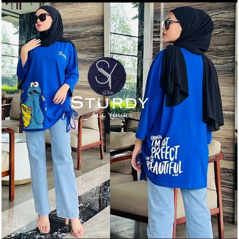 ATASAN KAOS OVERSIZE MODEL SERUT/ KAOS JUMBO WANITA