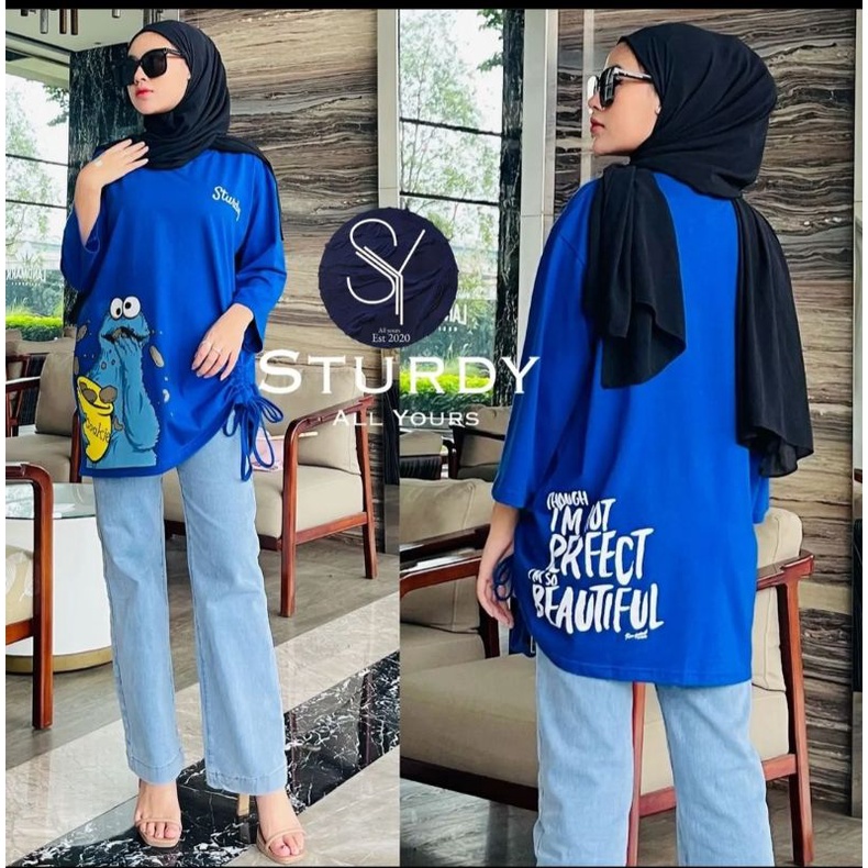 ATASAN KAOS OVERSIZE MODEL SERUT/ KAOS JUMBO WANITA