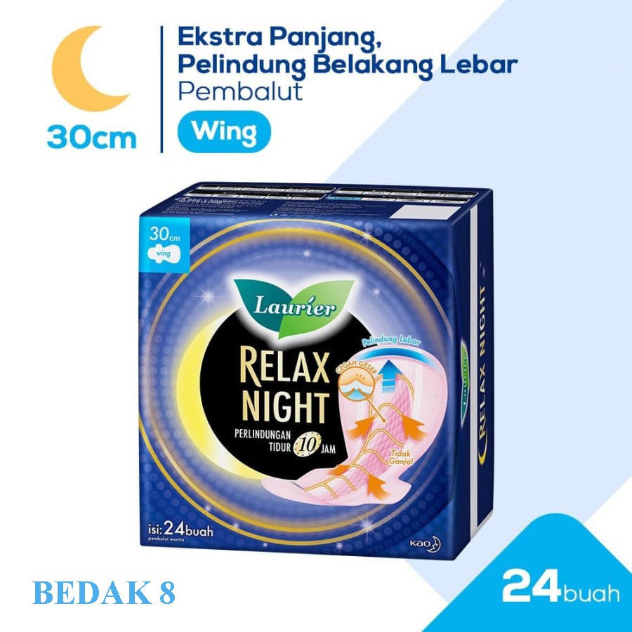 Pembalut Laurier Relax Night 30cm 24s