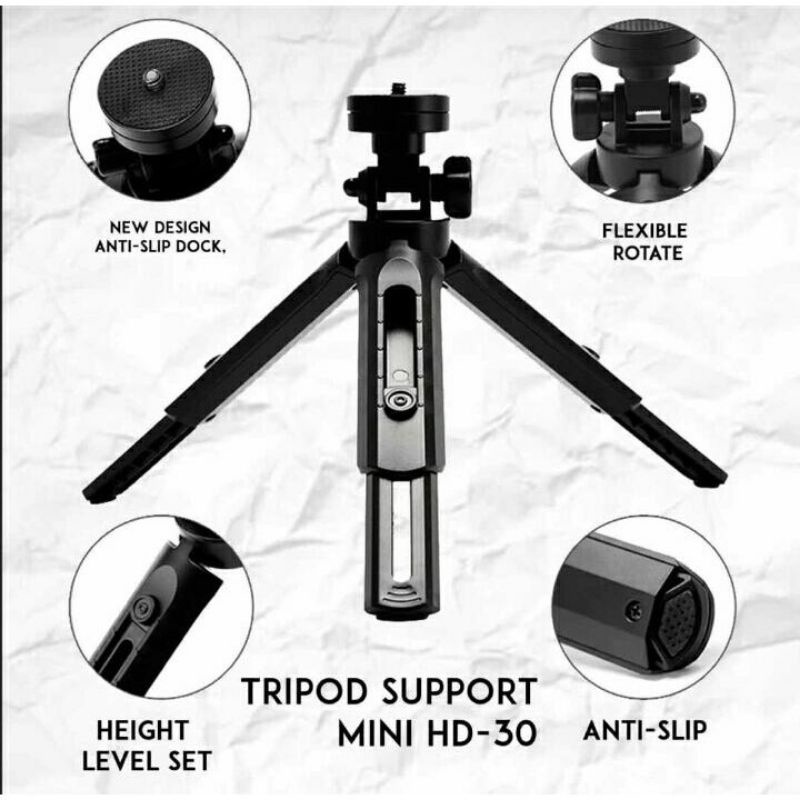 Tripod Mini Selfie Bracket HD30 Dudukan Handphone Anti Slip Tipod Mini Support Universal Phone Holder