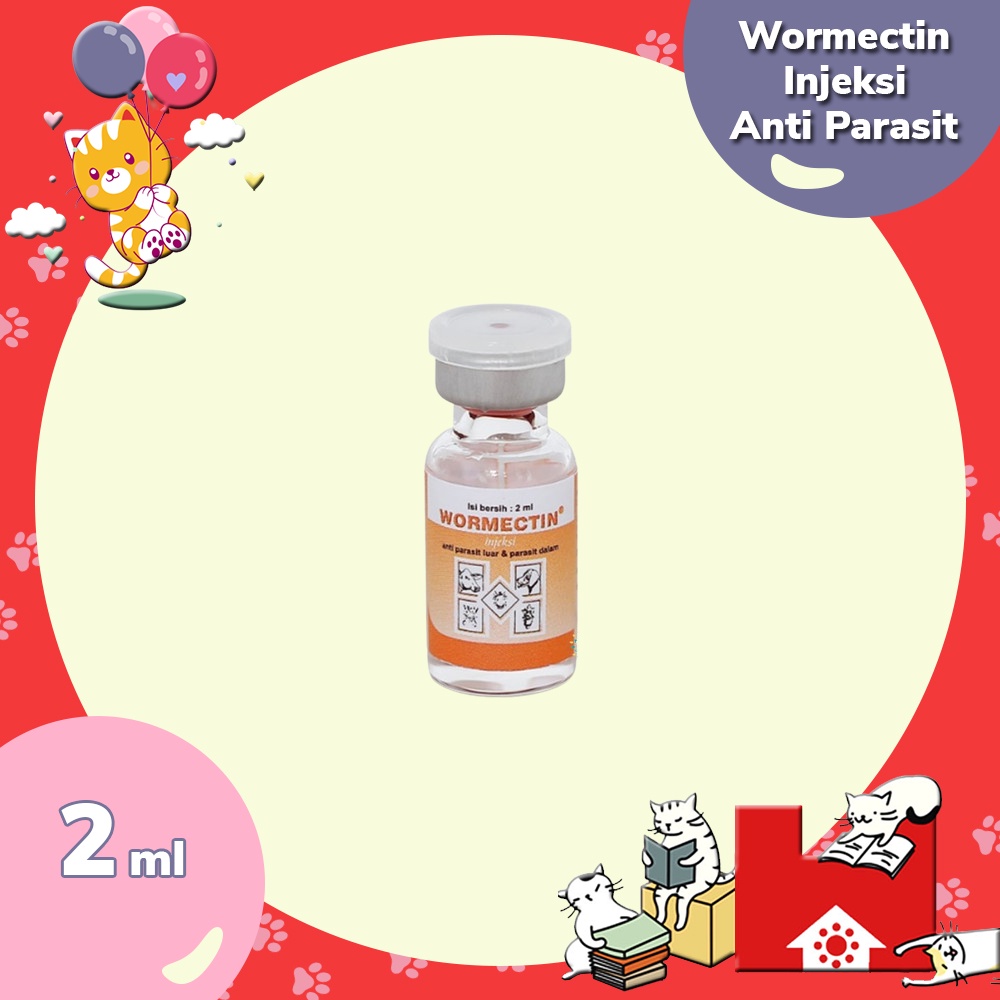 Wormectin 2ml - Obat Kutu Jamur Scabies Kucing Anjing Kelinci - 2 ML