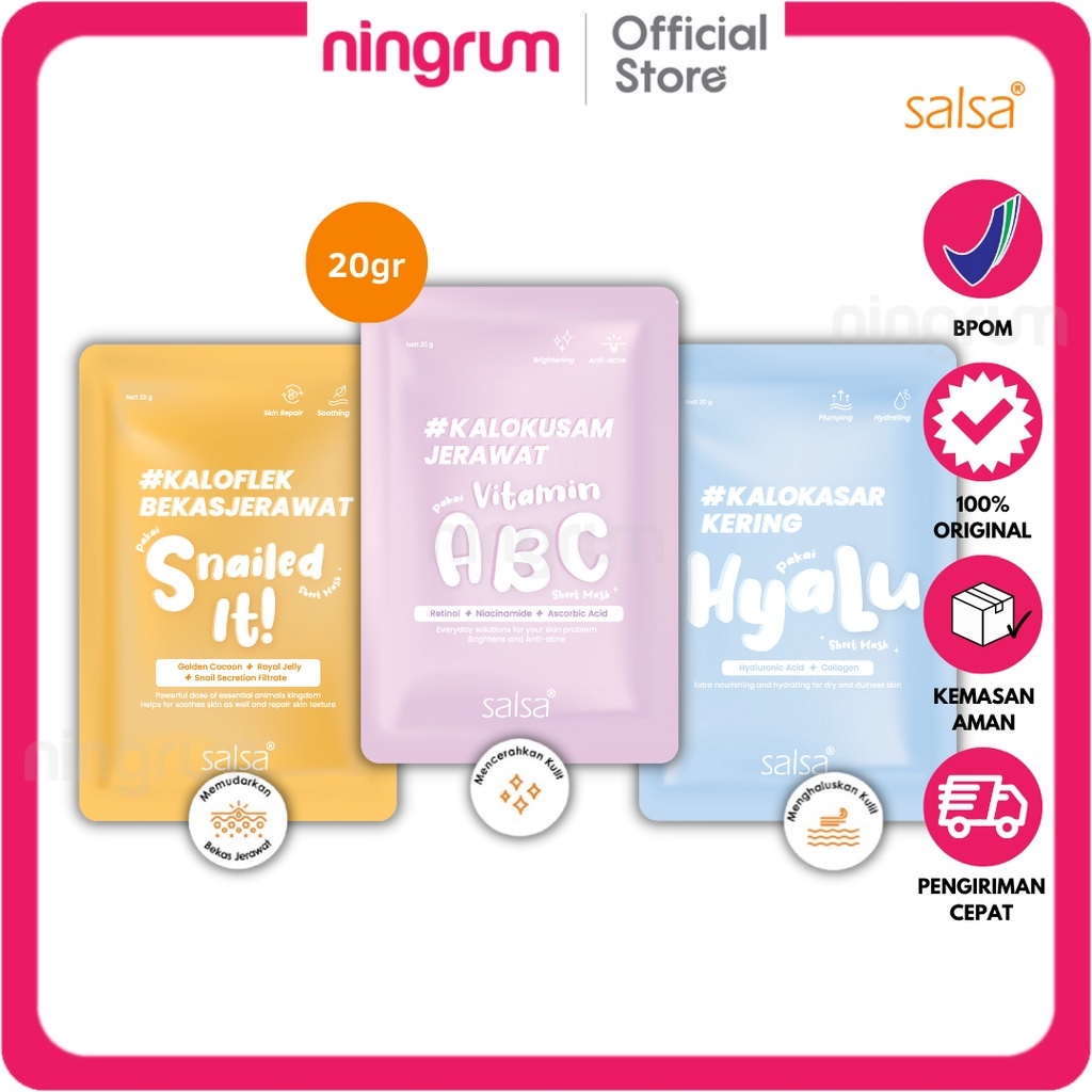 Ningrum - Sheet Mask Salsa Masker Wajah Daily Korea Skincare Plaint Mask - 5414