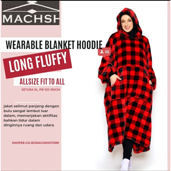 Wearable Blanket Hoodie , Jaket Selimut , Blanket Hoodie , Jaket Selimut Panjang , Jaket Selimut , S