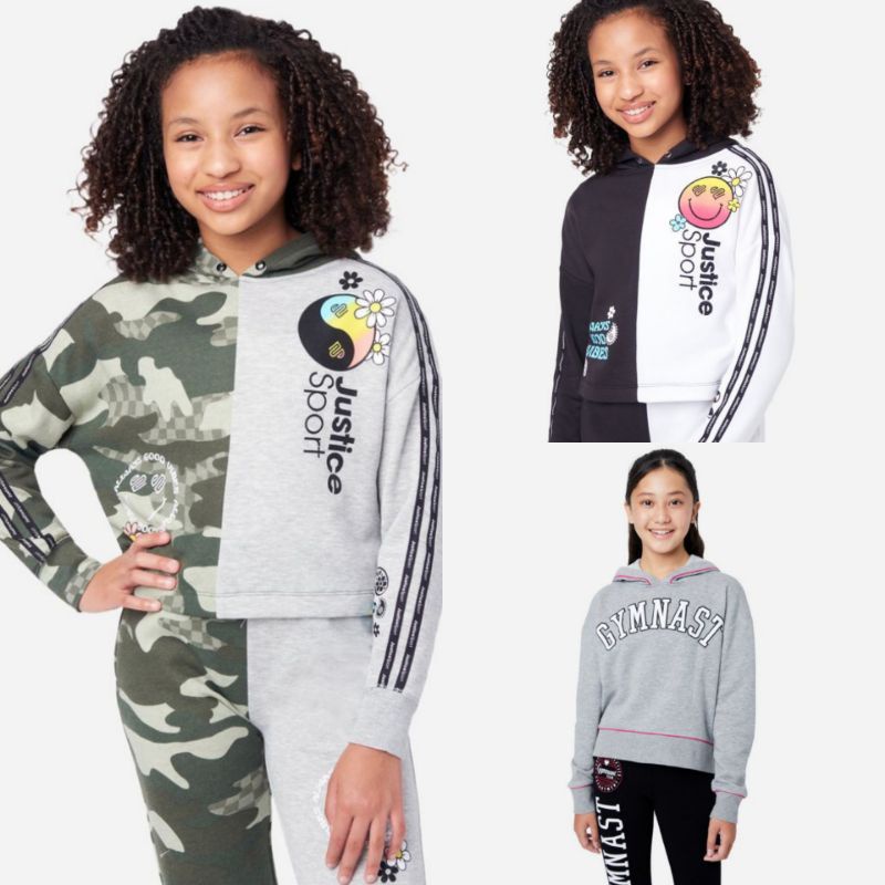 Phi227 Justice Girls Sweater Crop Hoodie Remaja | Sweatshirt Justice Anak Perempuan