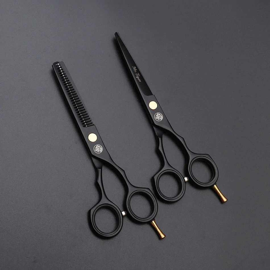 GS8 Gunting Rambut Professional Barber Hairdressing Scissors 440C Hitam Gold Cutting Thinning 5.5 Inch sasak Gunting rambut