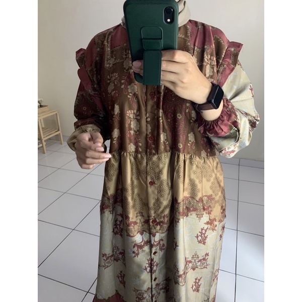 Dress Blouse Lebaran Premium Silk Long Dress DiorSilk Gamis Raya Ied Wanita