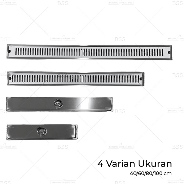 Floor Drain SUS 304 Saluran Air Kamar Mandi 40cm 60cm Elegant Anti Kecoa Tikus Stainless Steel