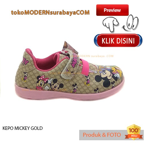 SEPATU ANAK KARAKTER PRINTING KEPO MICKEY GOLD