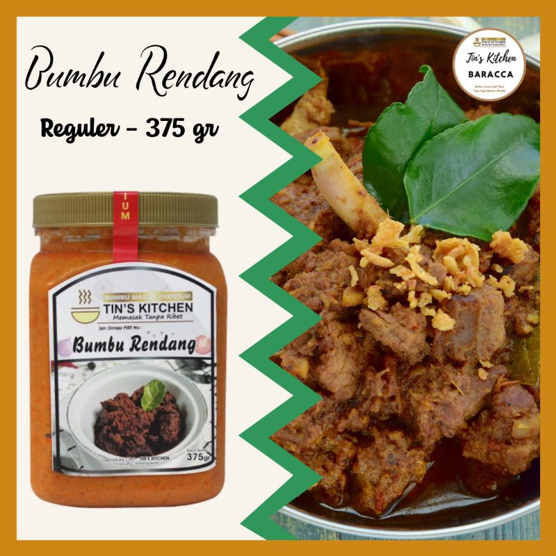

Bumbu Rendang Kemasan Reguler 375gr Tins Kitchen Rasa Asli Padang, Bisa Bumbu Gulai Bumbu serba guna