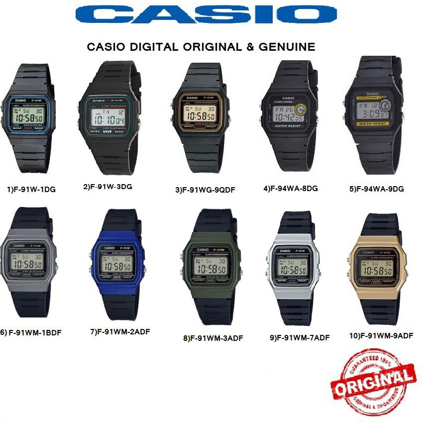 Jam tangan Casio Original F-91W / F-91WM / F-91WG