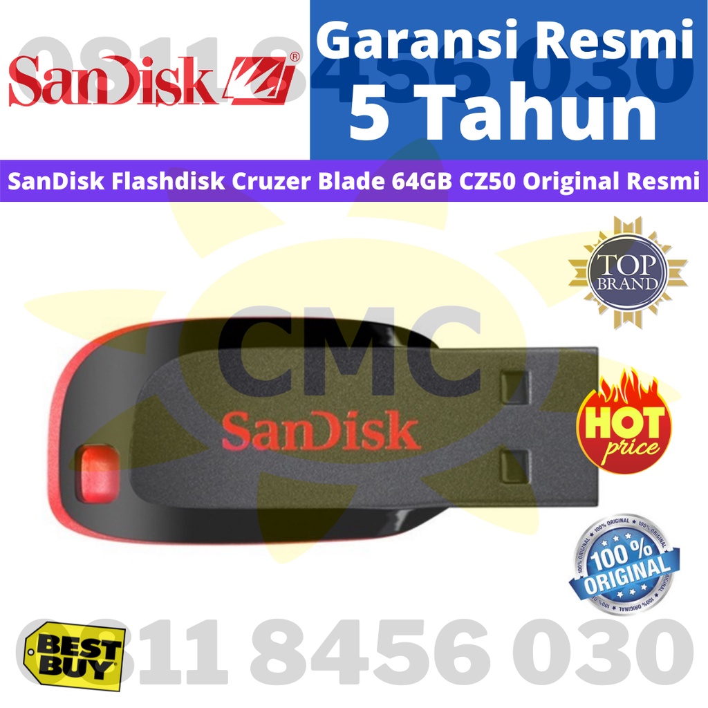 SanDisk Flashdisk Cruzer Blade 64GB CZ50 Resmi Original