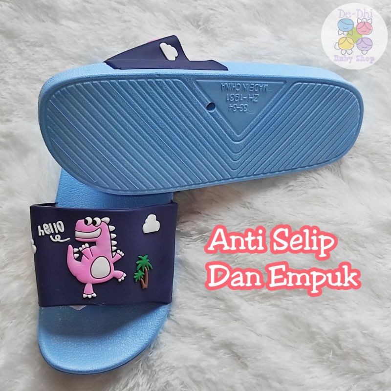 Sandal Jelly Anak Empuk Karakter Dino in the Car Travelling is Fun Sandal Import