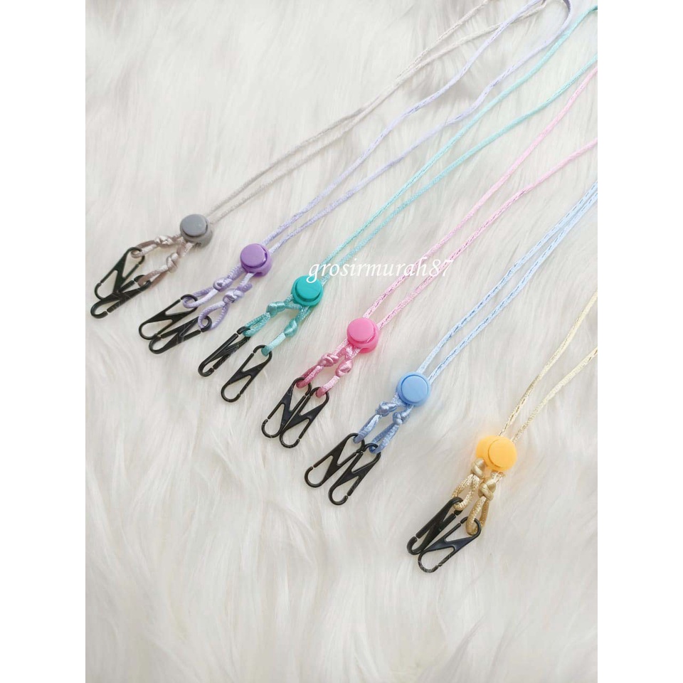 Tali masker anak dewasa 2 in 1 polos lanyard kalung masker wanita non elastis ready murah