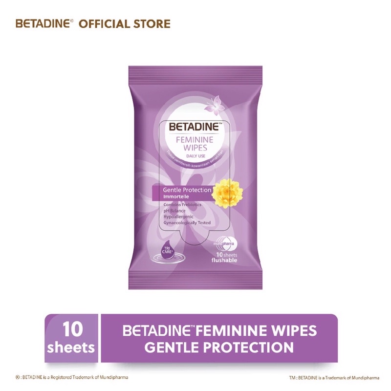 NEW Betadine Feminine Wipes - Tissue Basah Pembersih Kewanitaan 1Pack