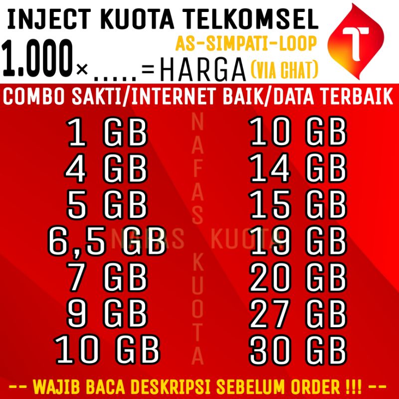 Kuota telkomsel / kuota telkomsel inject paket data telkomsel INJECT/TEMBAK KUOTA/ISI ULANG KUOTA TE
