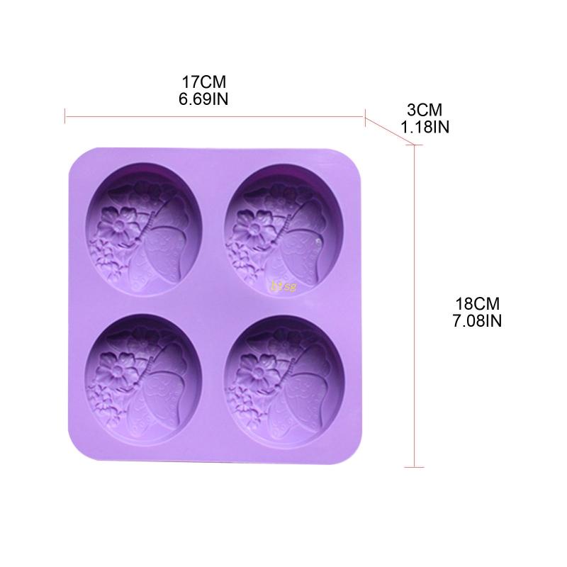 Cetakan Kue Bulan / Muffin / Sabun Bahan Silikon Bentuk Bunga Butterfly 4 Rongga
