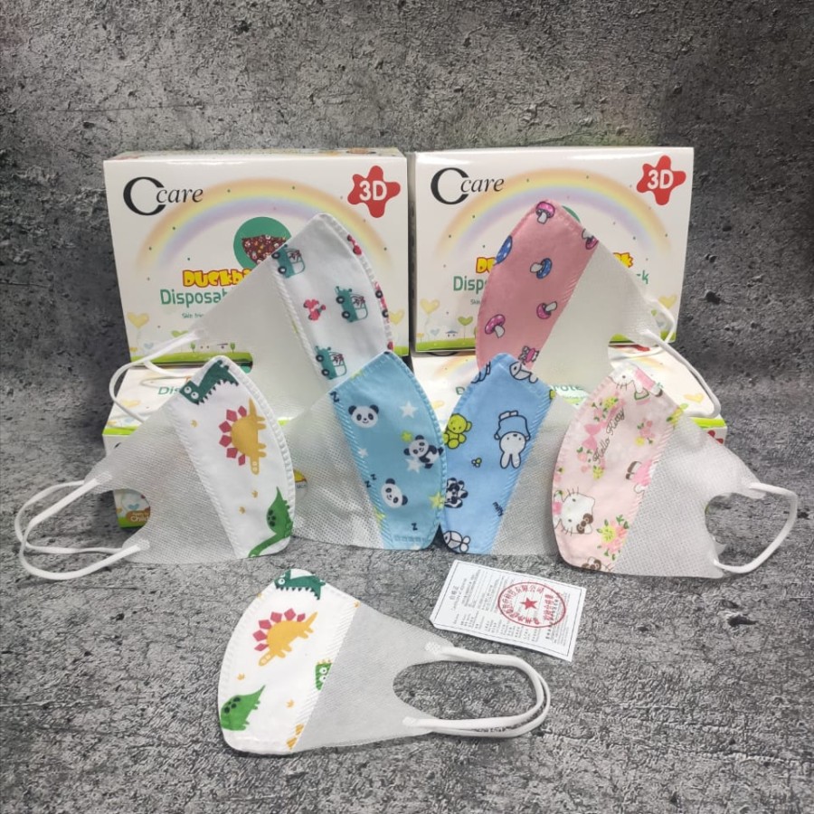MASKER ANAK KIDS DUCKBILL CCARE MURAH 3PLY FACE MASK UMUR 5-13TH