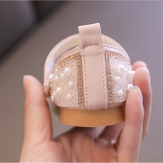 D617- Sepatu Pita dengan Mutiara Artifisial