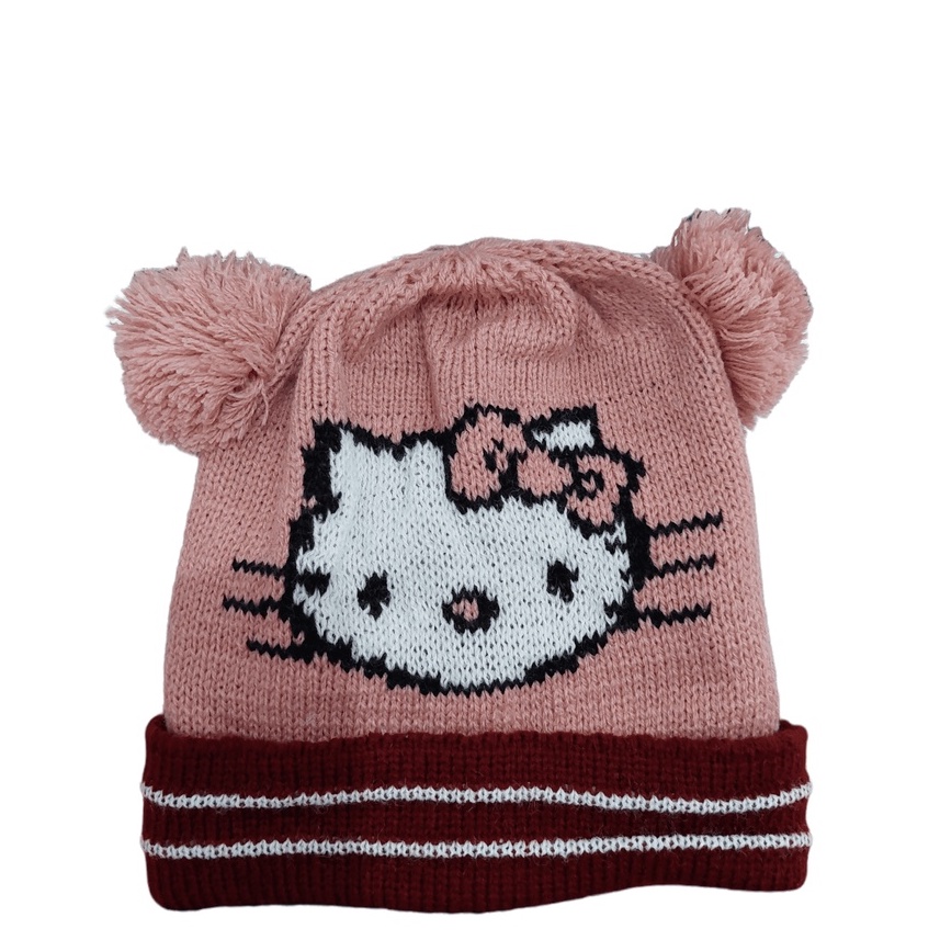 KUPLUK RAJUT ANAK / BAYI KARAKTER HELLO KITTY USIA 1-8 TAHUN LAKI PEREMPUAN