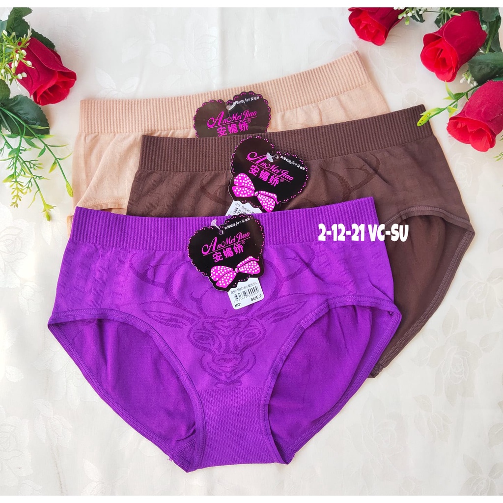 3 Pcs ANMEIJIAO Celana Dalam Rajut Wanita- CD Rajut Wanita Dewasa Anmeijiao