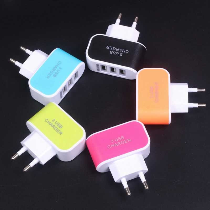 Adapter Travel Charger USB 3 Port 5V 3.1A EU Plug LED - EKA