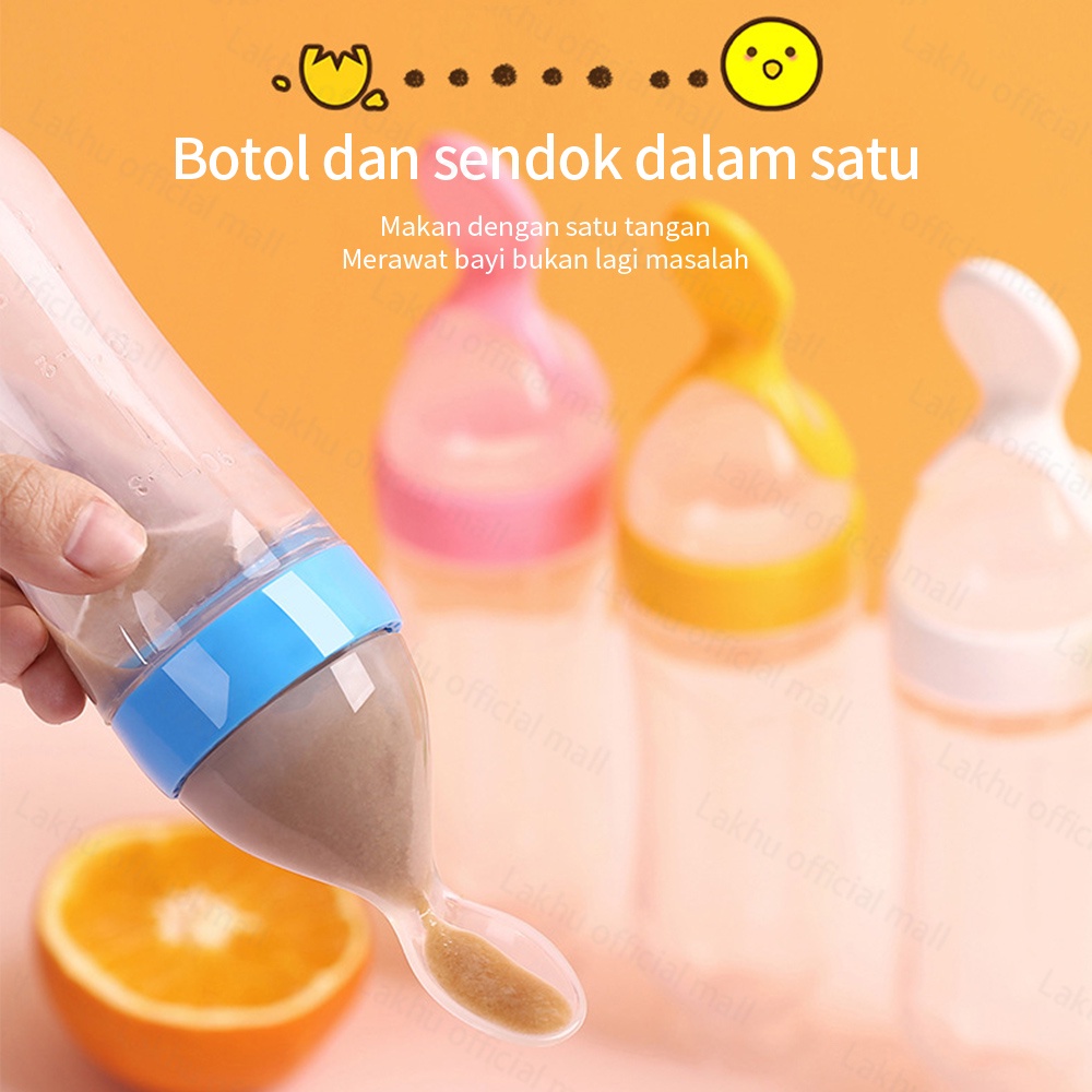 Lakhu 90ML botol sendok makan bayi silicon botol sendok mpasi spoon feeder