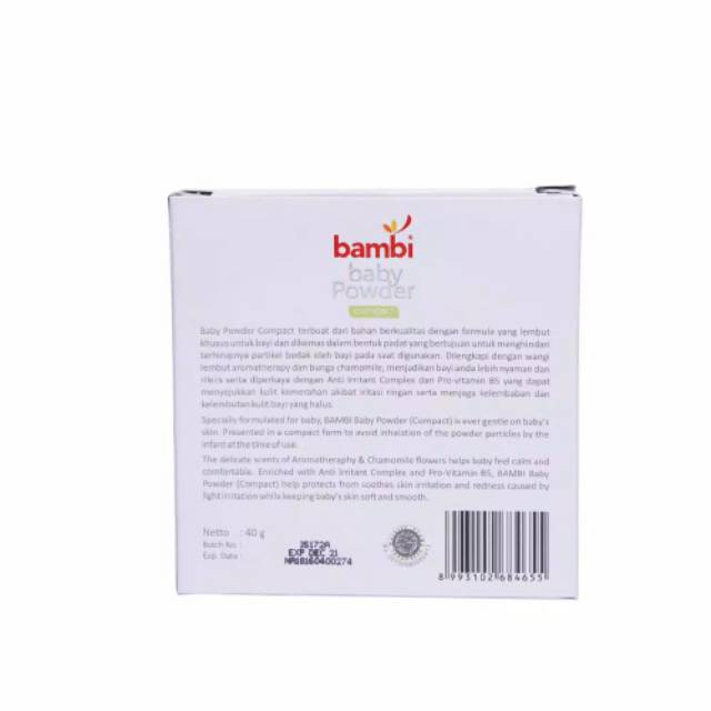 Bambi Baby Powder Compact 40g / Bedak bayi/bedak padat