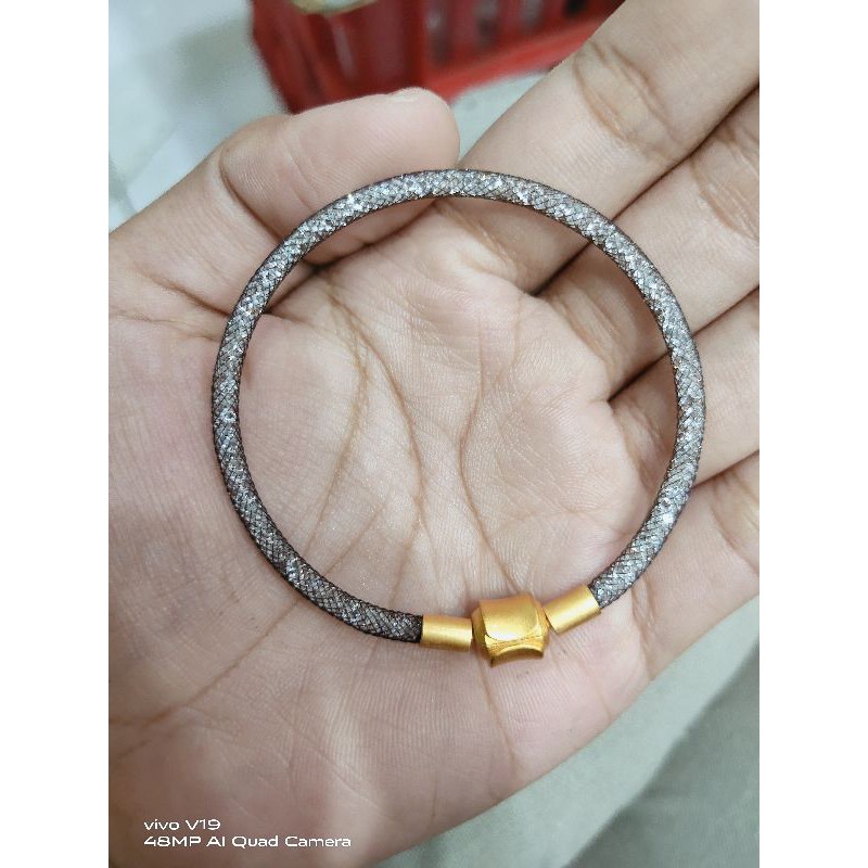 gelang kawat crystal model kancing