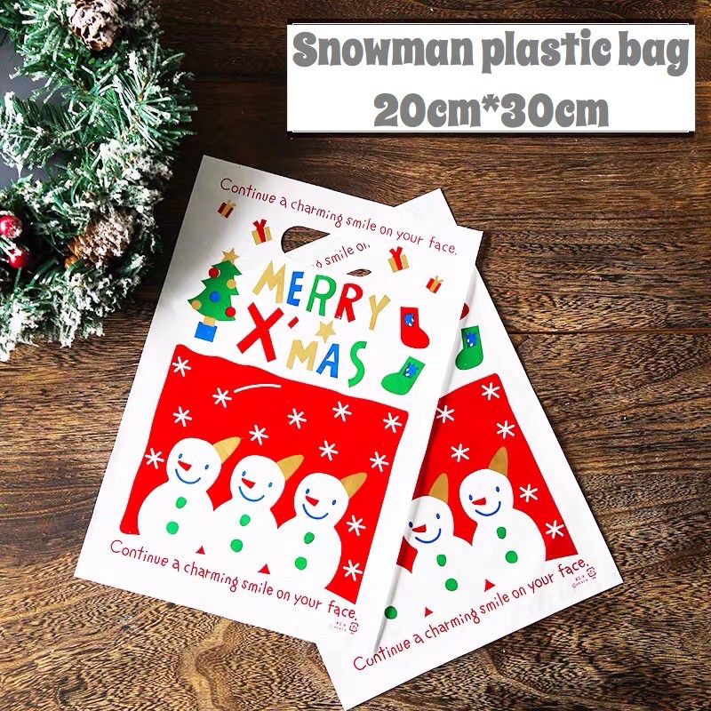 

5PCS PLASTIK BINGKISAN NATAL LUCU SNOWMAN 20x30cm