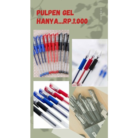 

PULPEN PENA GEL 3 Warna Merah Hitam Biru Alat Tulis Sekolah Kantor