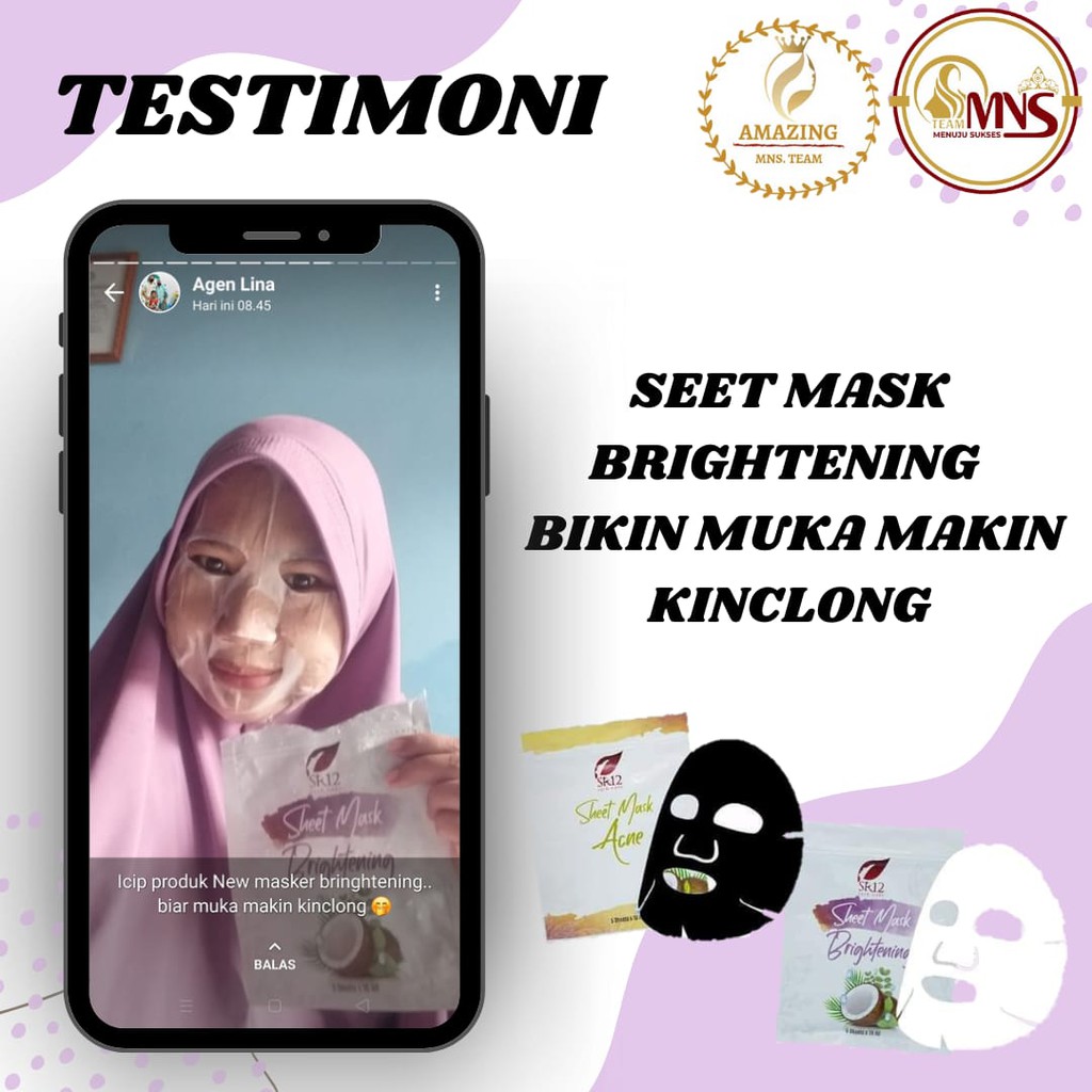 SHEET MASK ACNE SR12 BPOM / MASKER WAJAH PENGHILANG JERAWAT / MASKER JERAWAT