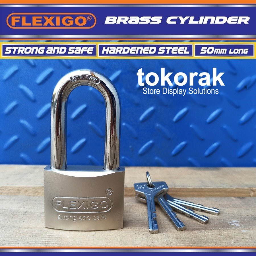 GEMBOK BRASS 50MM PJG FLEXIGO SHERLOCK ANTI CAIRAN POTONG PALU TOKO