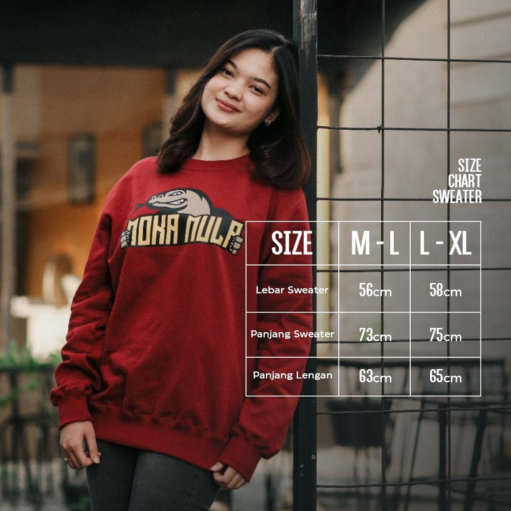 Sweater Wanita Crewneck Bahan Fleece Cotton Original - Mokamula