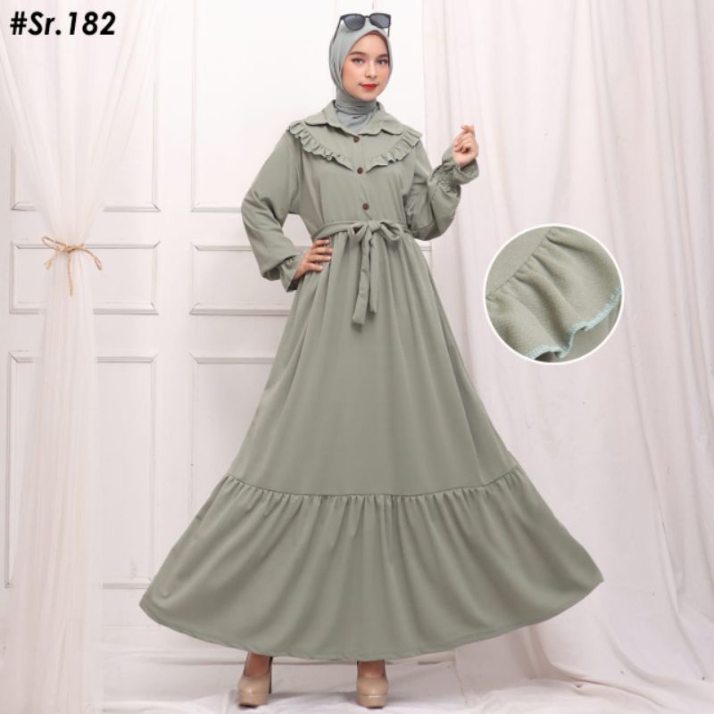 GROSIR ( 52rb  x 6pcs ) -KODE 182  GAMIS RUFFLE VOXY PREMIUM