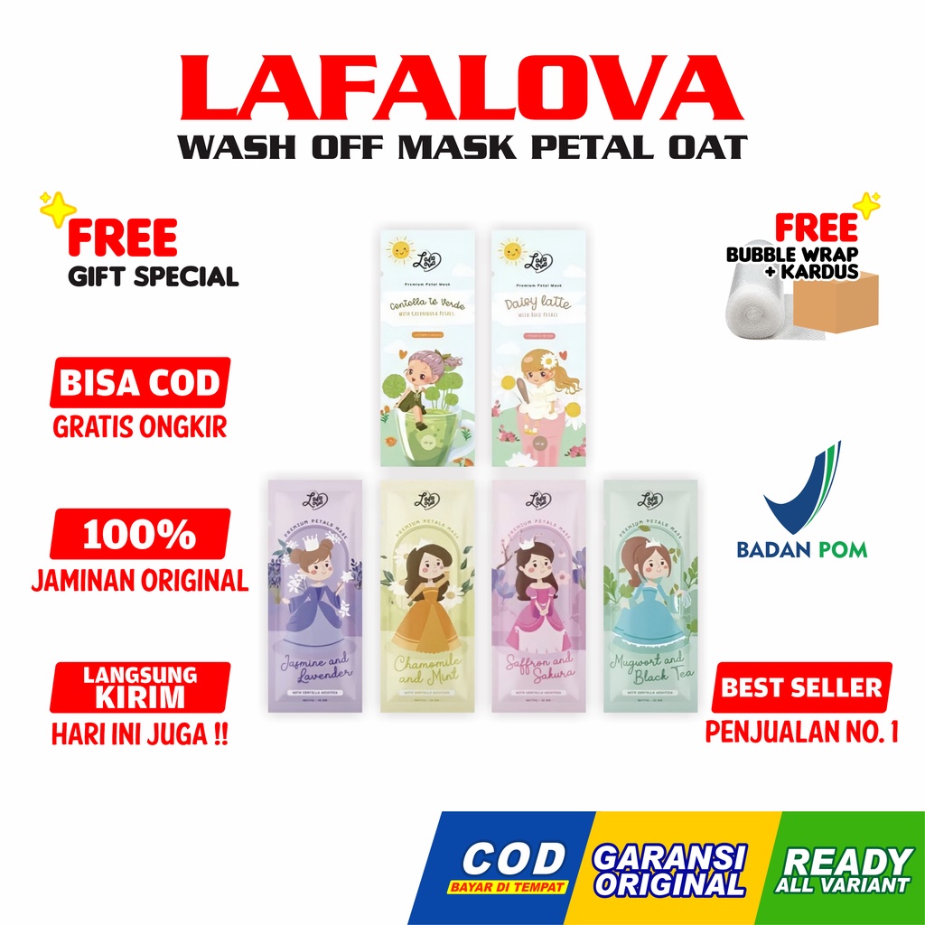 Lafalova Masker Wajah BPOM Wash Off Mask Organic Petal Oat Organik Lavalofa Facemask Original