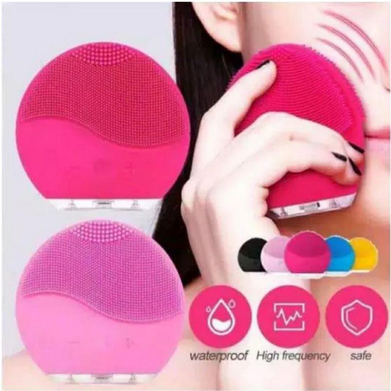 FACE CLEANER BRUSH SILICONE RECHARGABLE (PINK)