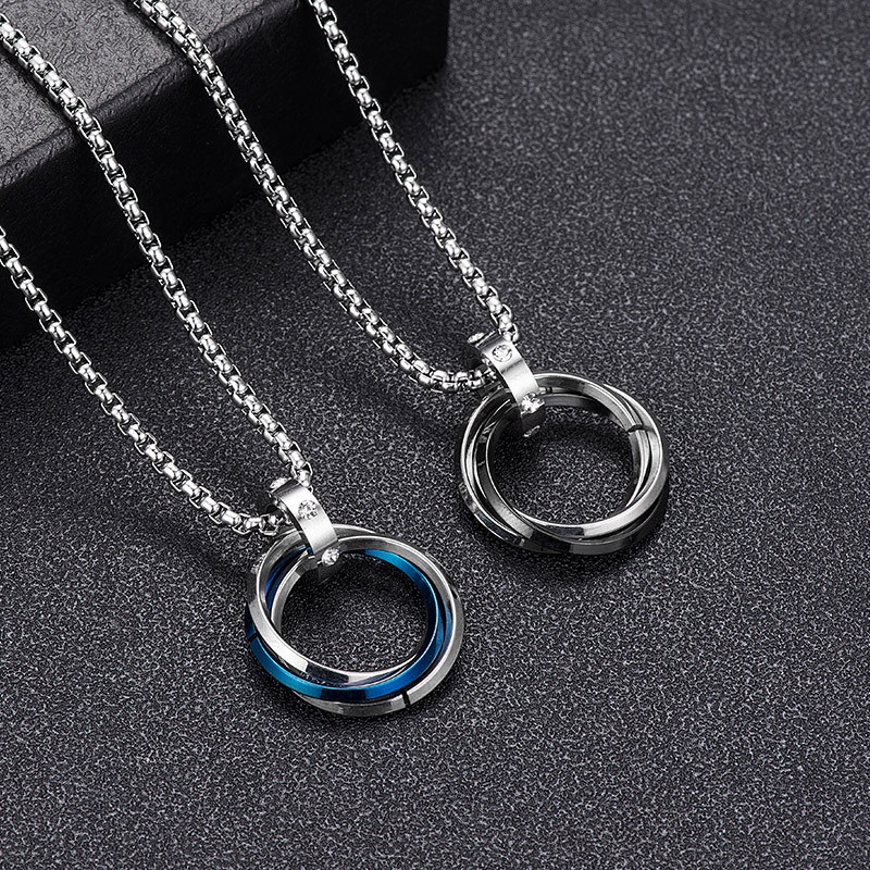 Three-ring Pendant Hip Hop Hiphop Fashion Jewelry Accessories Korean Style Simple Necklace