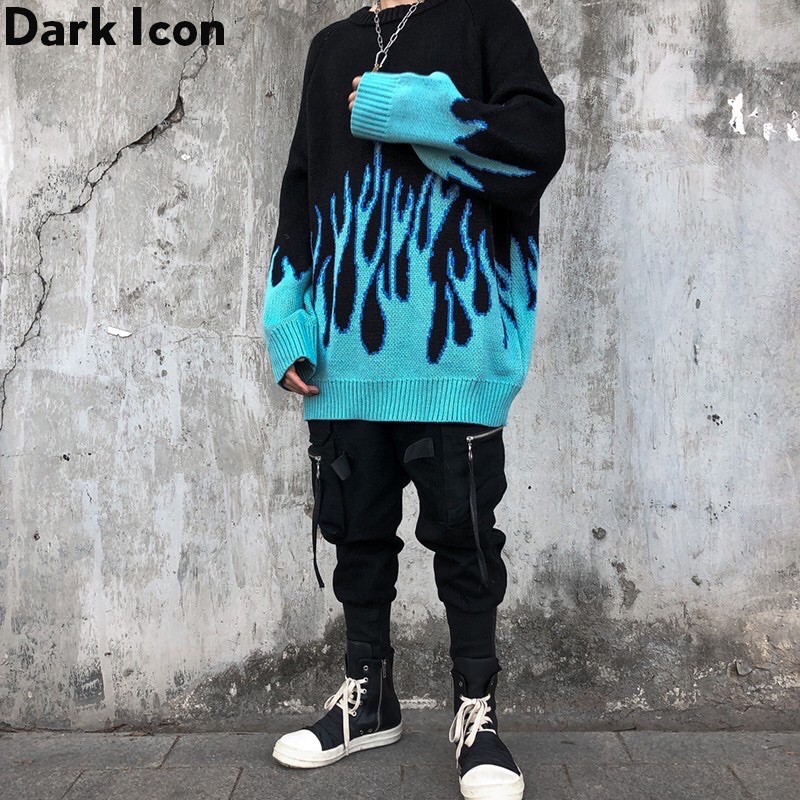 SWEATER RAJUT PULL OVER BIG SIZE PRIA WANITA KOREA AMERIKA FLAME API ORIGINAL HN5