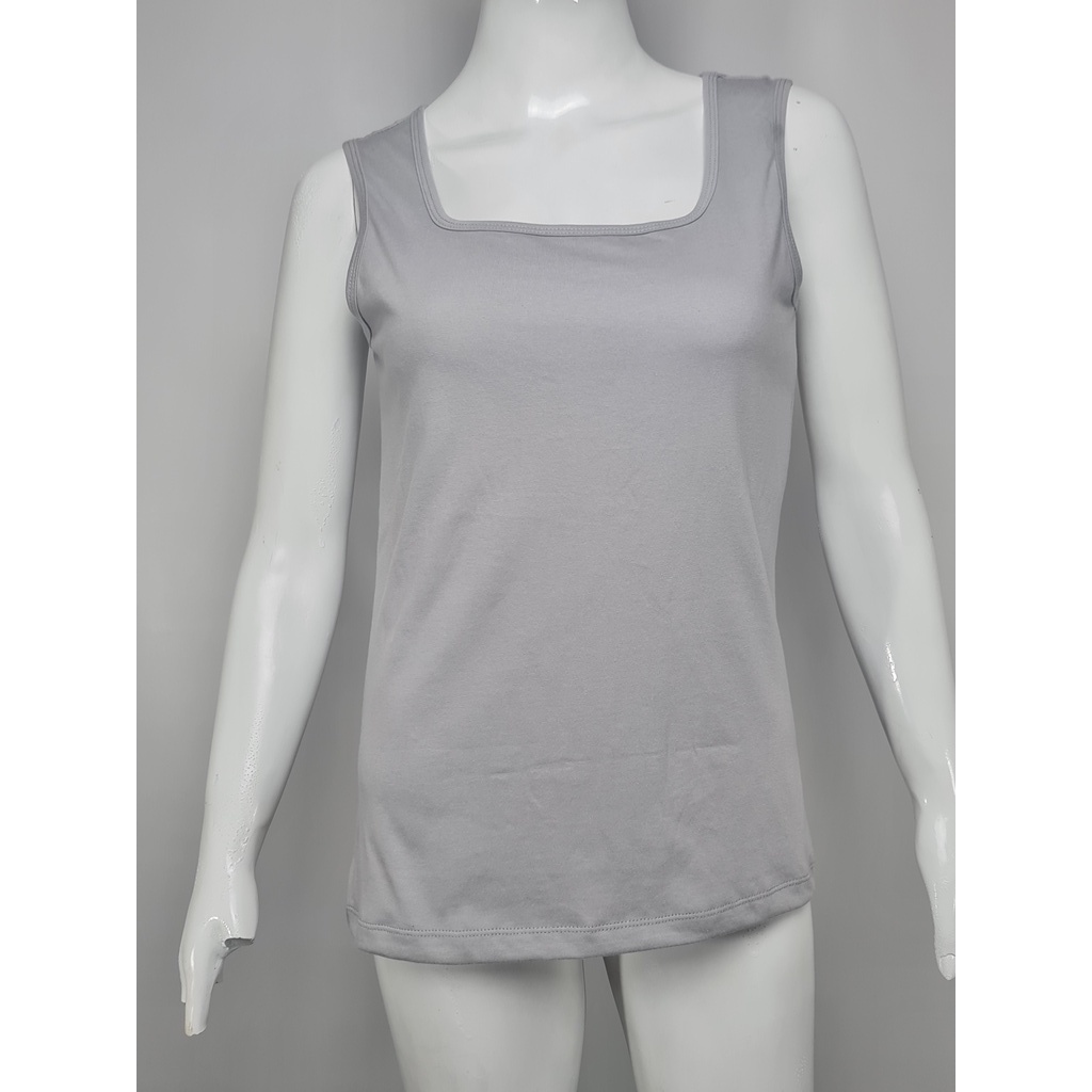 Singlet - Tank Top Wanita Katun Casual Abu Sedang