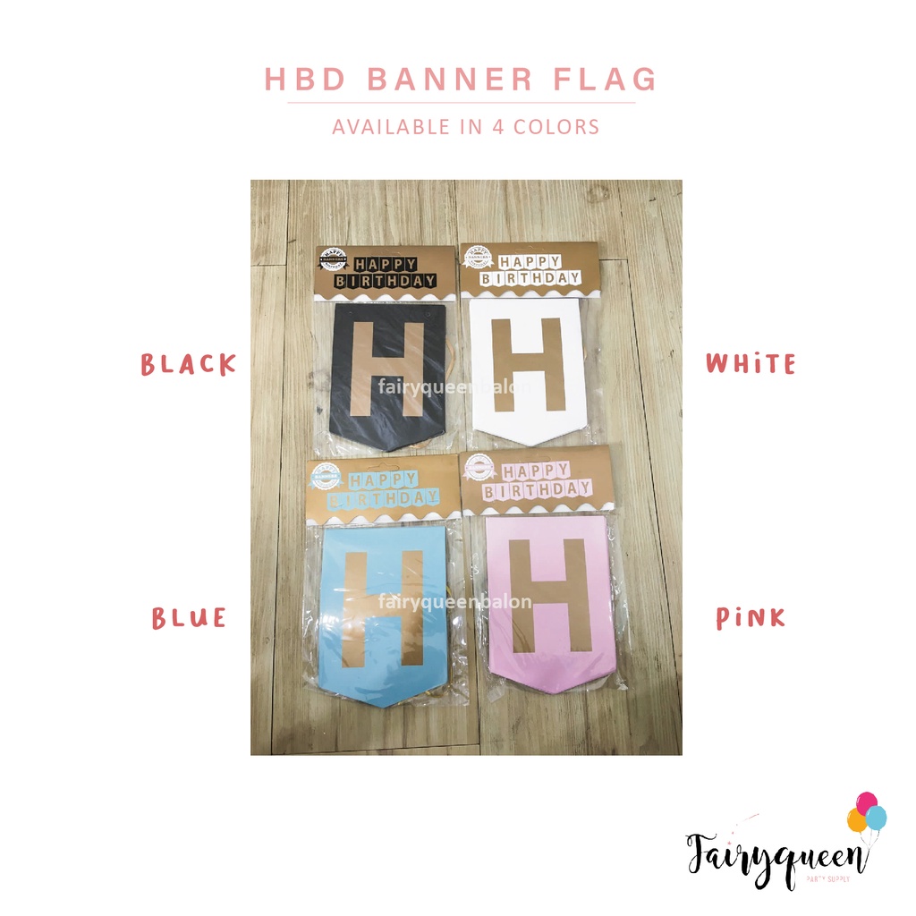 Banner Flag / Bunting Flag Happy Birthday Polos tulisan warna GOLD