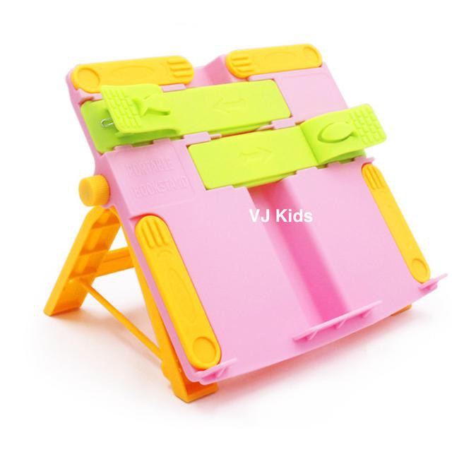 

book stand penyangga buku, ipad kuat dan kokoh bisa dimasukkan ke tas - Merah Muda