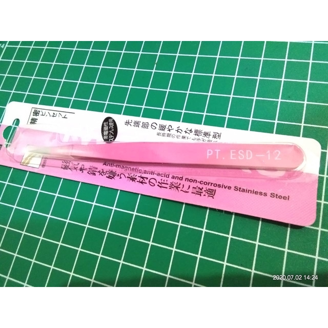 [SOC-9042] PINSET TWEEZER LANCIP PINK PT ESD-12 123MM 12.3CM