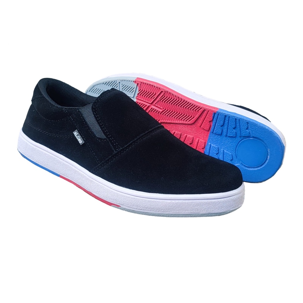 Sepatu Hitam Slip On Pria Aldeo SWL HT10 Black Slop Casual Dewasa Tanap Tali Terbaru Buat Gaya Santai