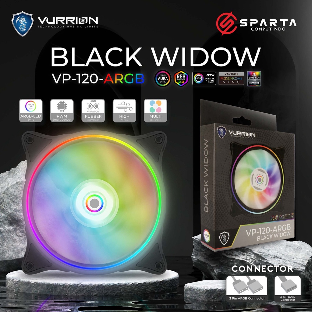 Fan Case Vurrion Black Widow VP 120 ARGB New Garansi Resmi